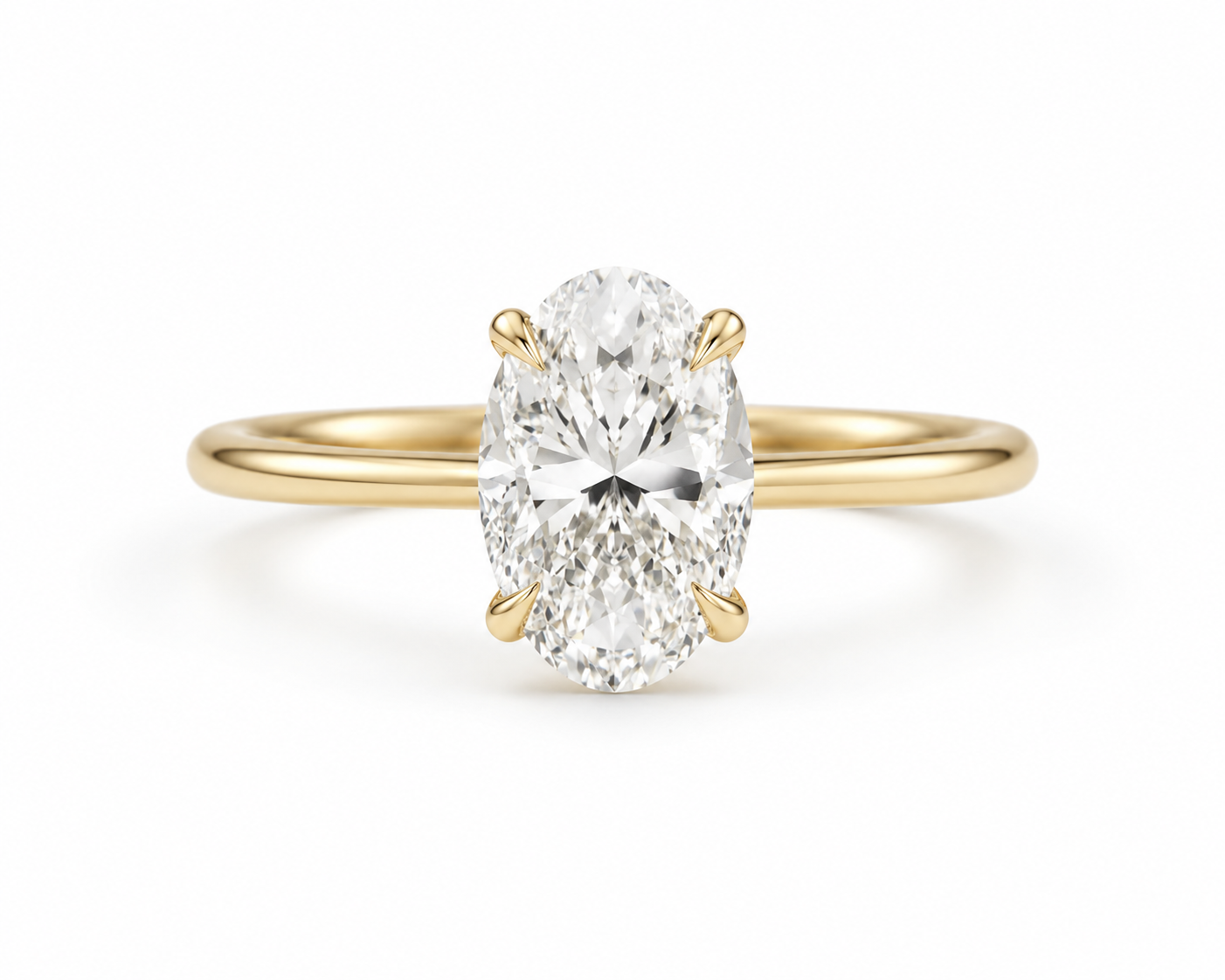 4 Carat Oval Lab-Grown Diamond Solitaire Ring in 18K Yellow Gold