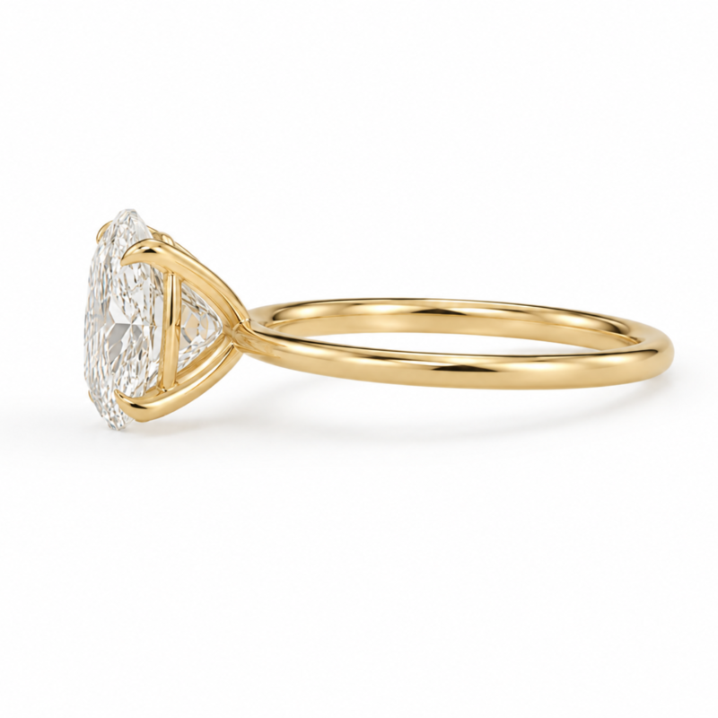 4 Carat Oval Lab-Grown Diamond Solitaire Ring in 18K Yellow Gold