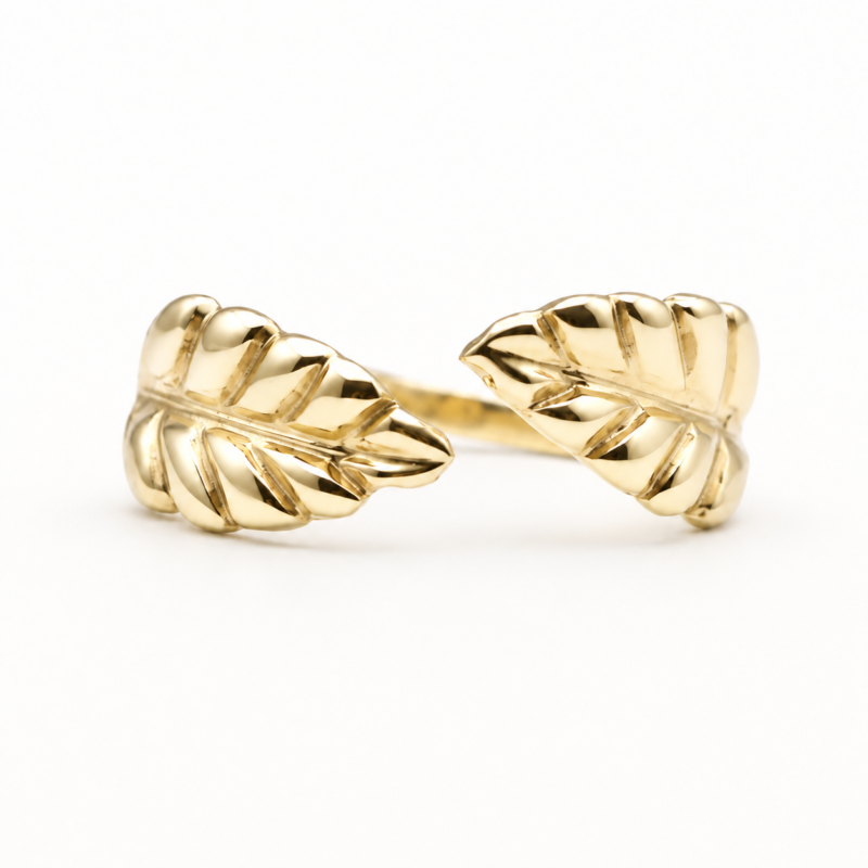 18K Solid Gold Leaf Wrap Ring – Nature-Inspired Statement Ring