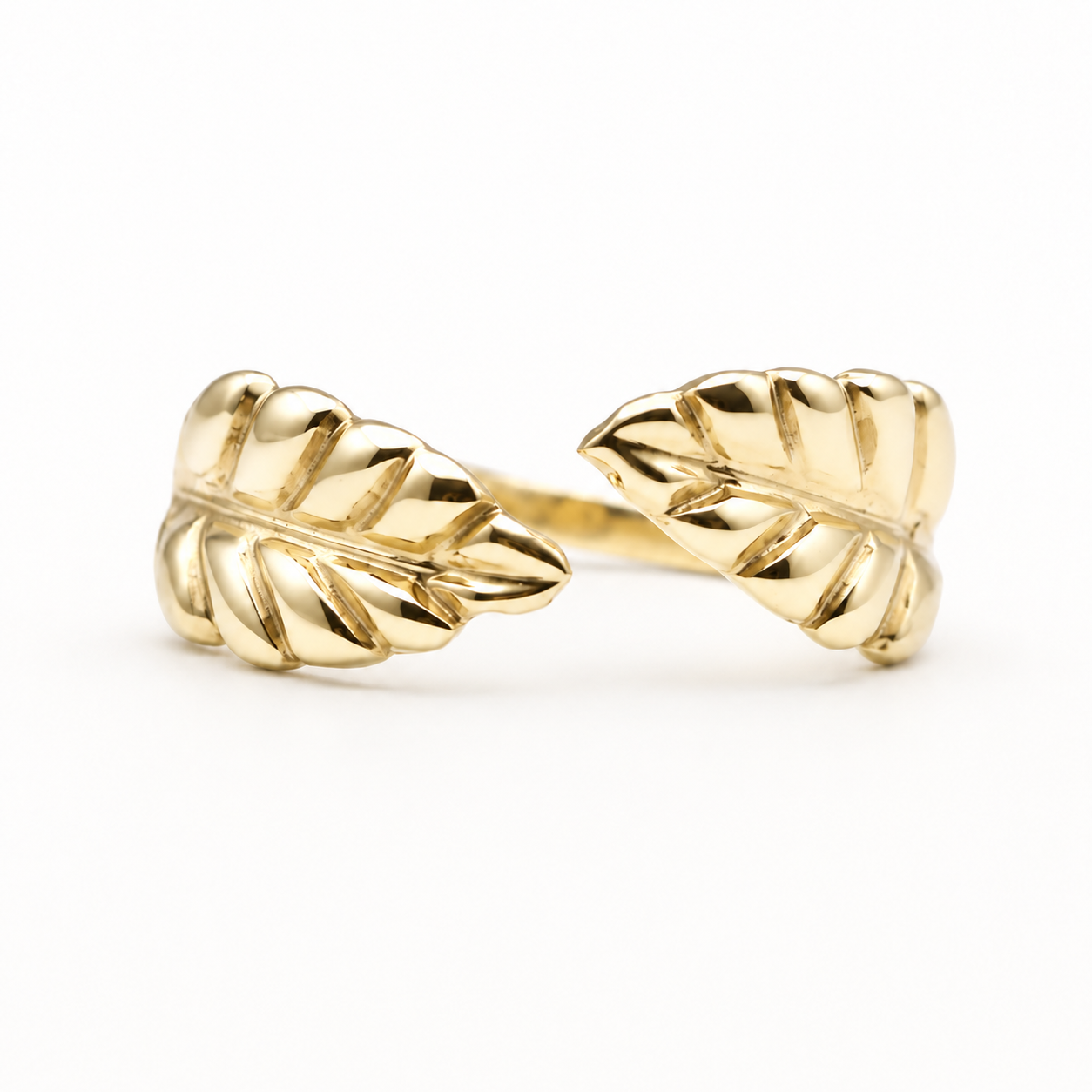 18K Solid Gold Leaf Wrap Ring – Nature-Inspired Statement Ring