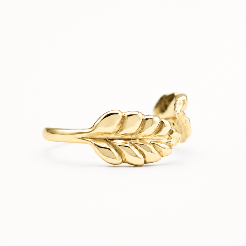 18K Solid Gold Leaf Wrap Ring – Nature-Inspired Statement Ring