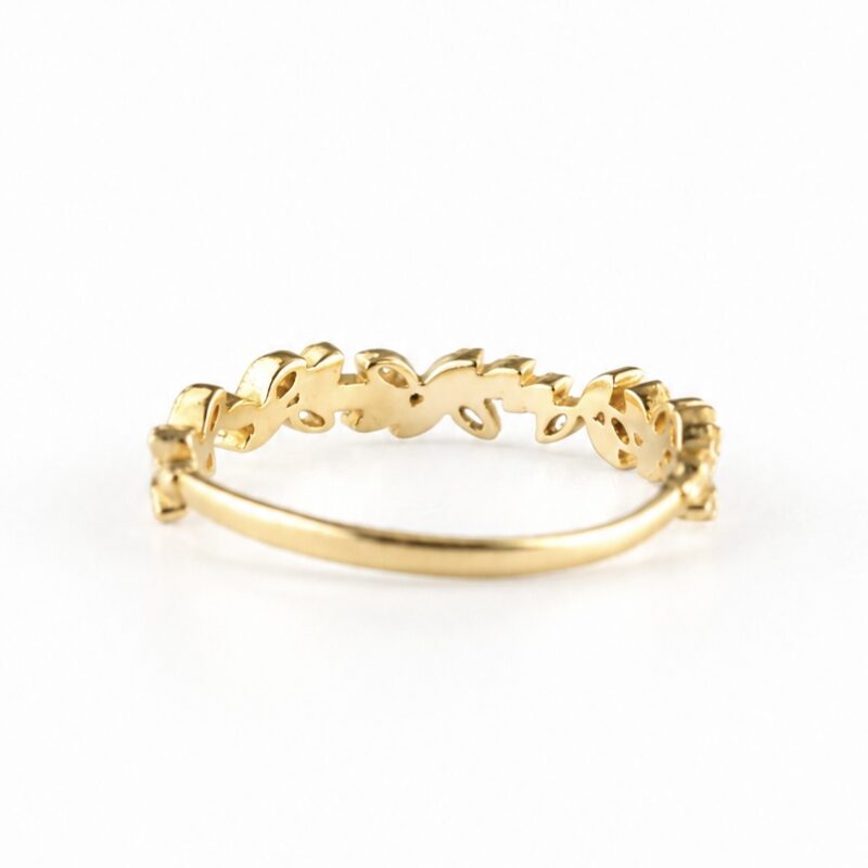 18K Gold Natural Diamond Leaf Ring
