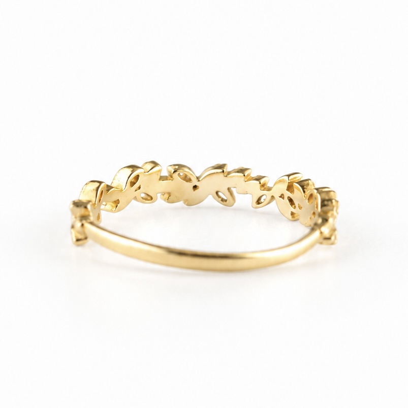 18K Gold Natural Diamond Leaf Ring - Image 2