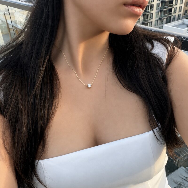 1 Carat Lab-Grown Diamond Solitaire Necklace in 18K Gold