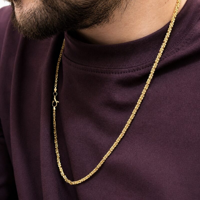 14K Solid Gold Byzantine Chain Necklace