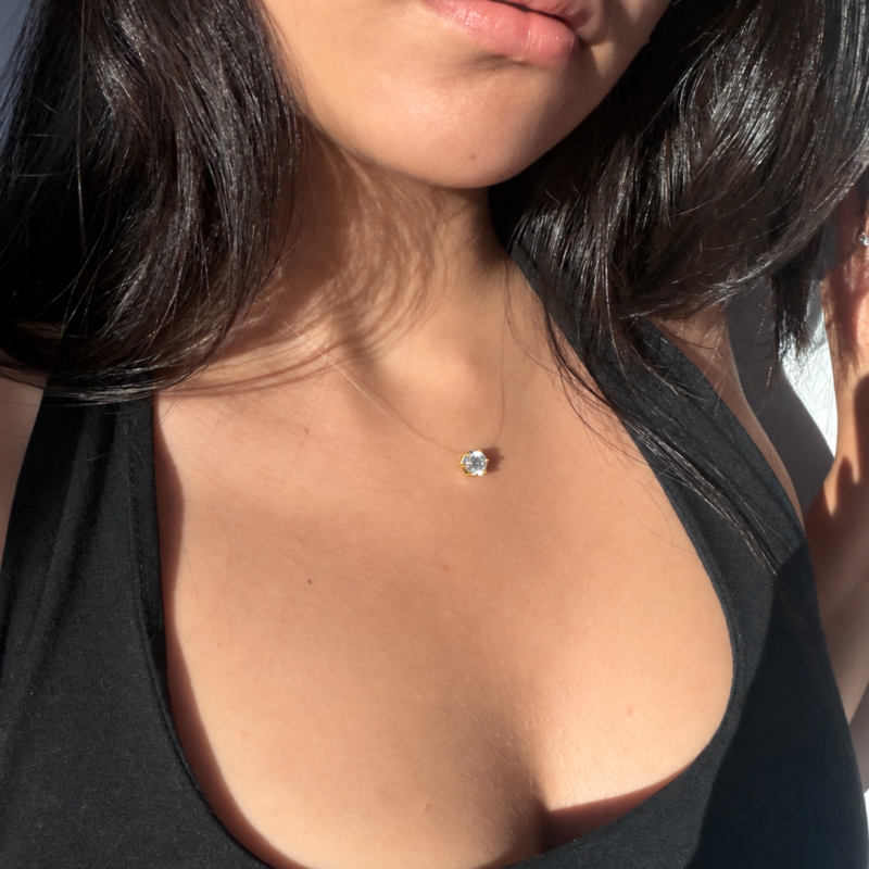 Floating 1.5 Carat Lab-Grown Diamond Necklace in 18K Gold