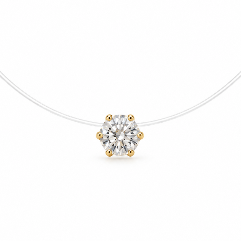 Floating 1.5 Carat Lab-Grown Diamond Necklace in 18K Gold