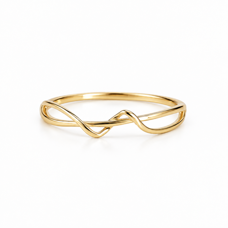 Sculpted Wave 18K Yellow Gold Bangle