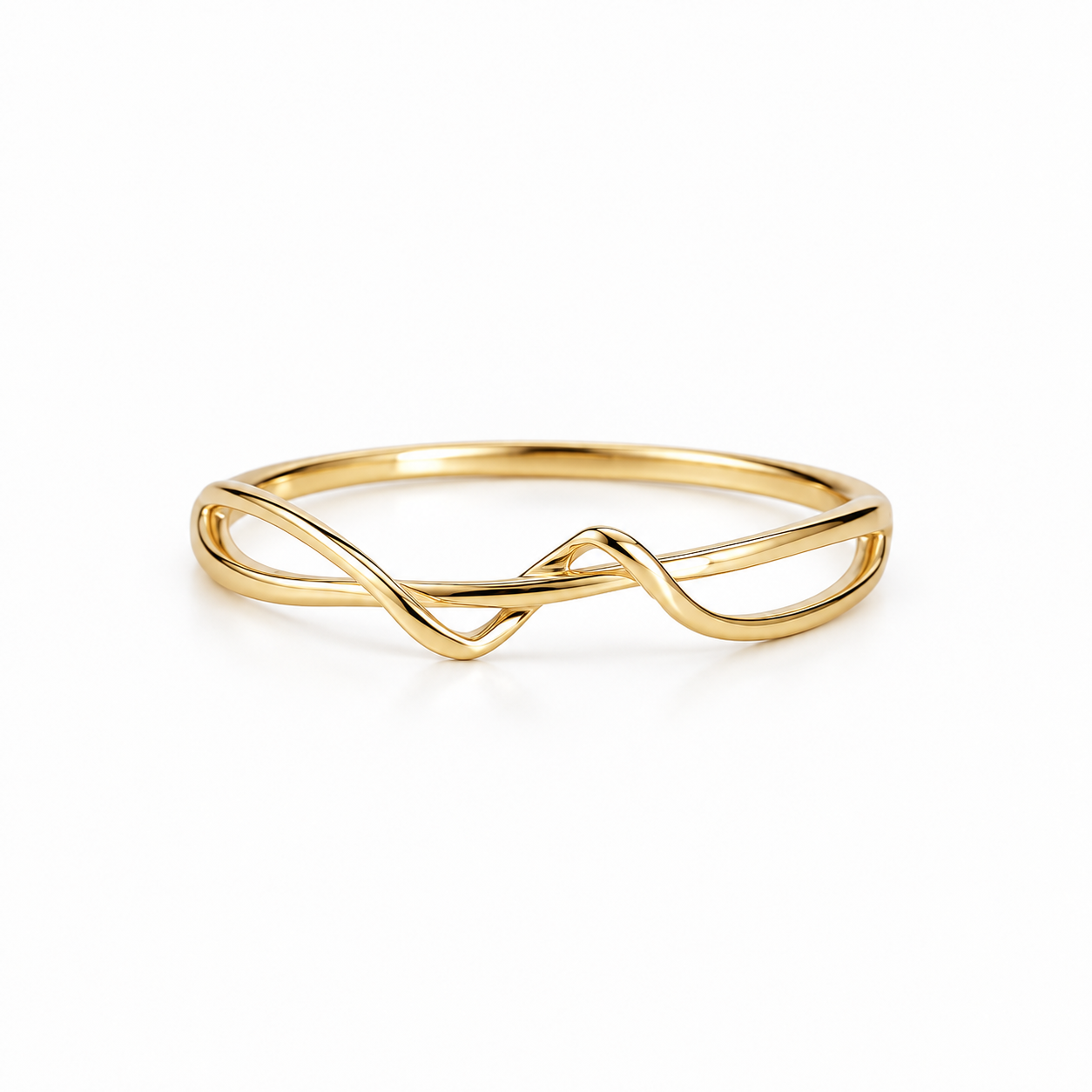 Sculpted Wave 18K Yellow Gold Bangle