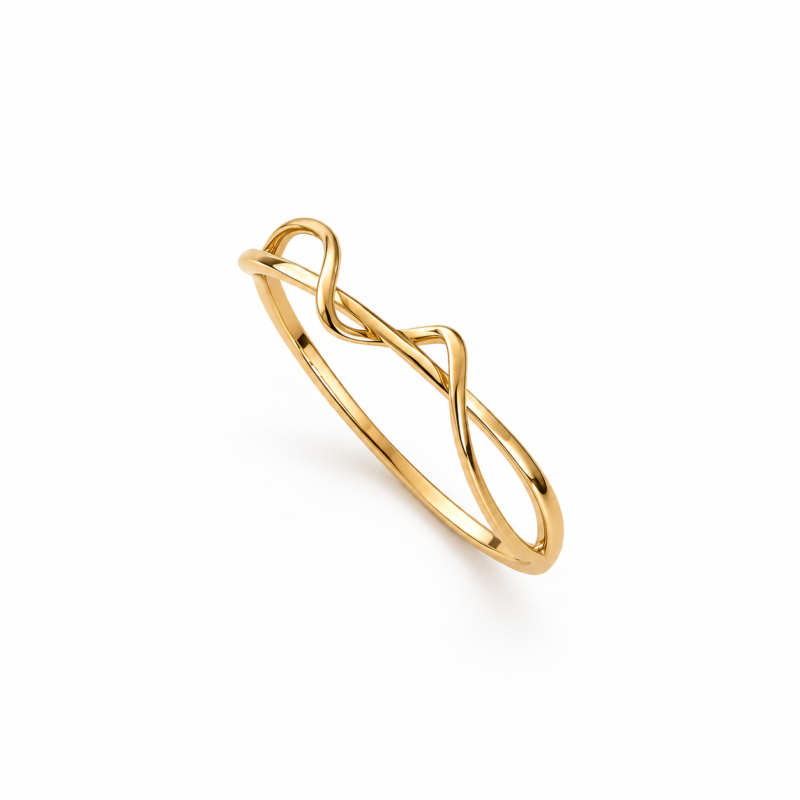 Sculpted Wave 18K Yellow Gold Bangle