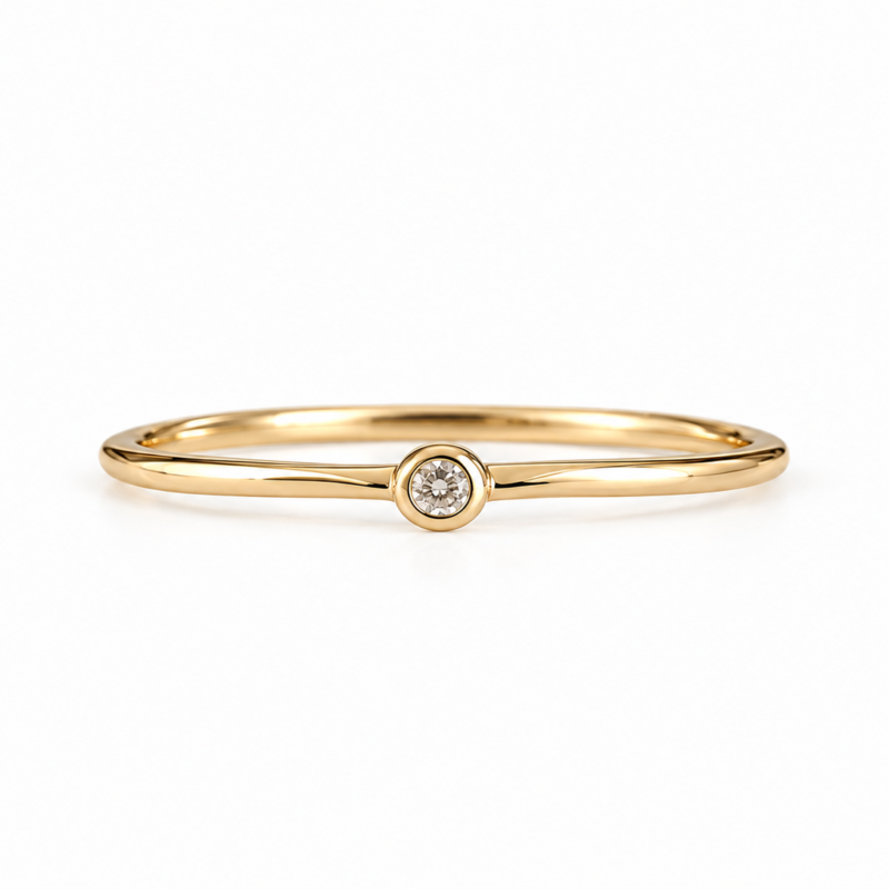18K Gold Natural Diamond Bezel Ring – 0.03 CT