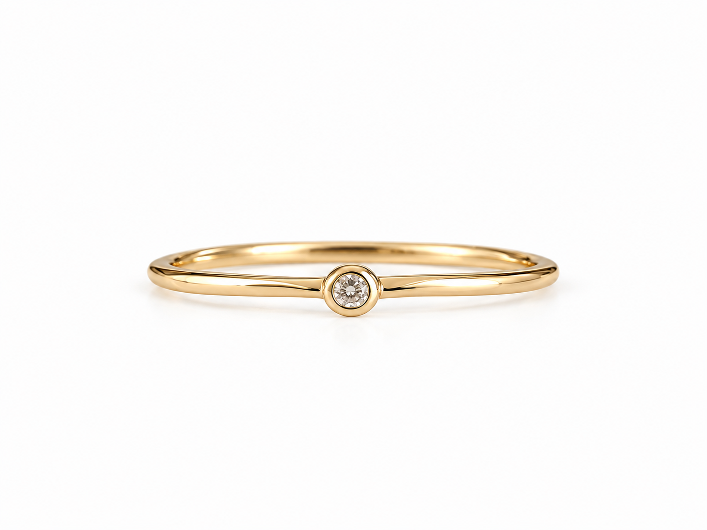 18K Gold Natural Diamond Bezel Ring – 0.03 CT