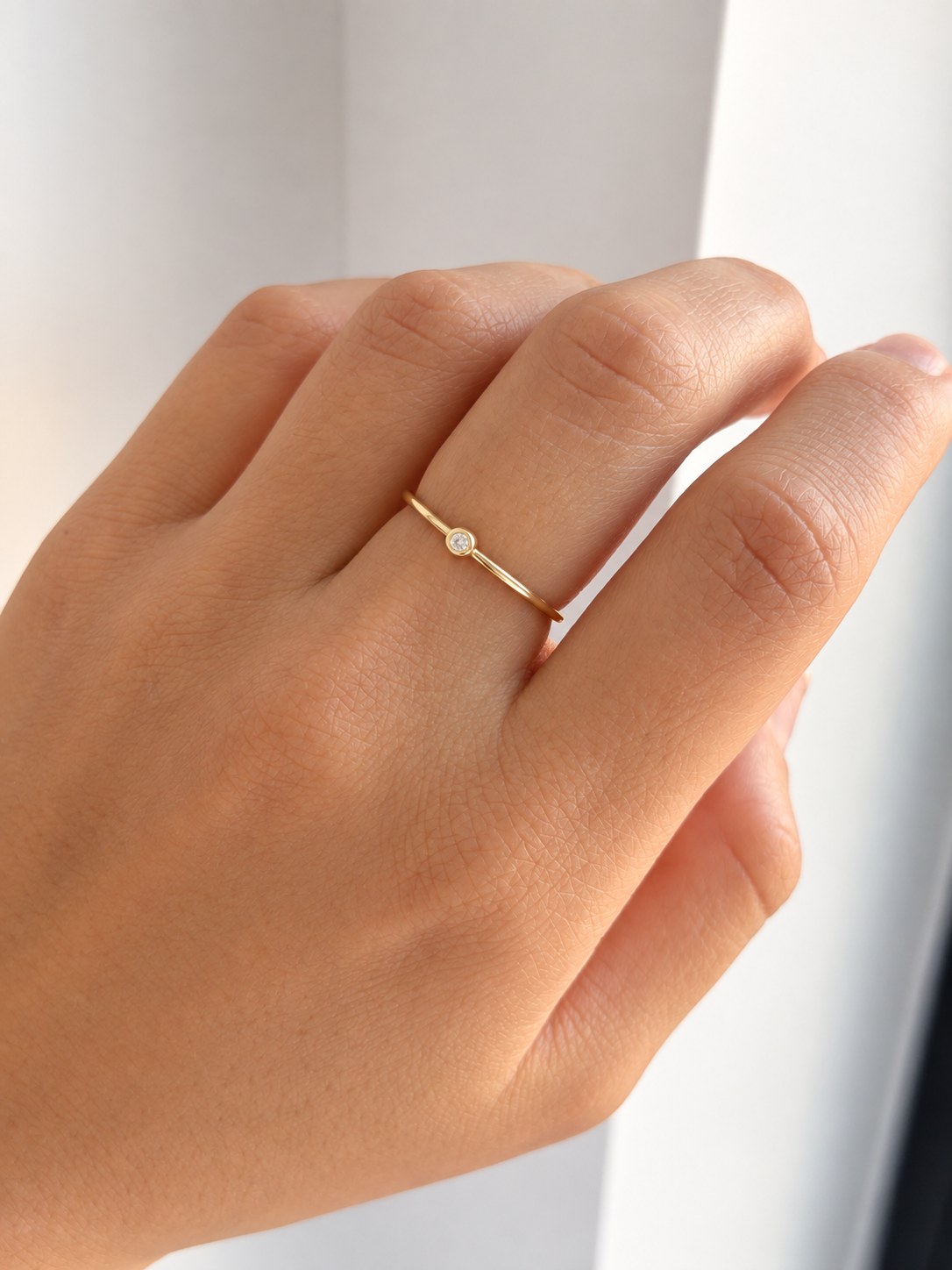 18K Gold Natural Diamond Bezel Ring – 0.03 CT - Image 3
