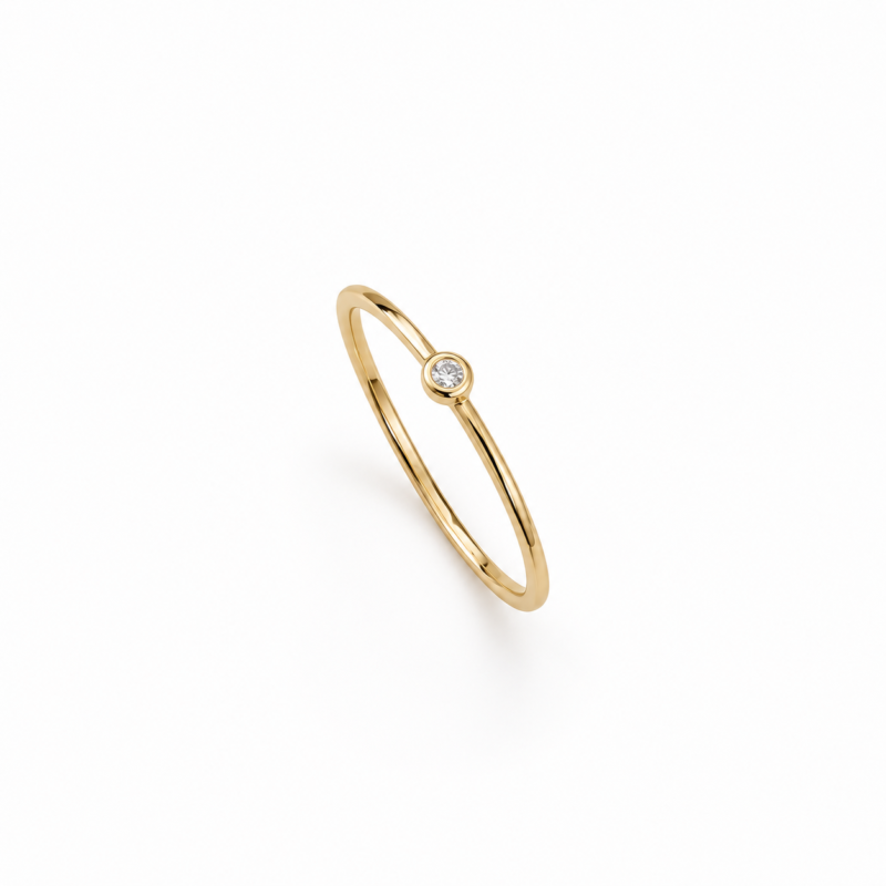 18K Gold Natural Diamond Bezel Ring – 0.03 CT
